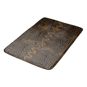 Cocoa Brown Geometric Kuba Cloth Bath Mat