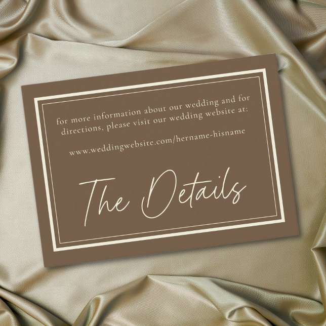 Cocoa Brown Minimalist Frame Wedding Enclosure Card (Cocoa Brown Minimalist Frame Wedding Enclosure Card)