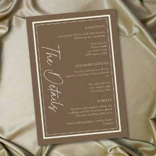Cocoa Brown Minimalist Frame Wedding Enclosure Card
