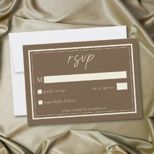 Cocoa Brown Minimalist Frame Wedding RSVP Card