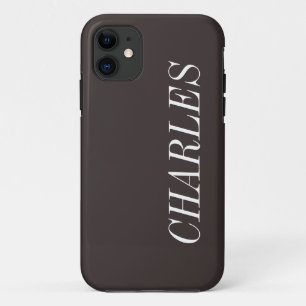 Cocoa Brown Solid Colour   Minimalist Name iPhone 11 Case