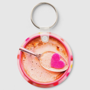 Cocoa candy pink heart mug cute key ring