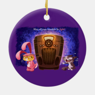 COCOA CATS/PINK NIGHTMARE (2-sides!) - Jeff Willis Ceramic Ornament