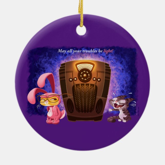 COCOA CATS/PINK NIGHTMARE (2-sides!) - Jeff Willis Ceramic Ornament (Back)