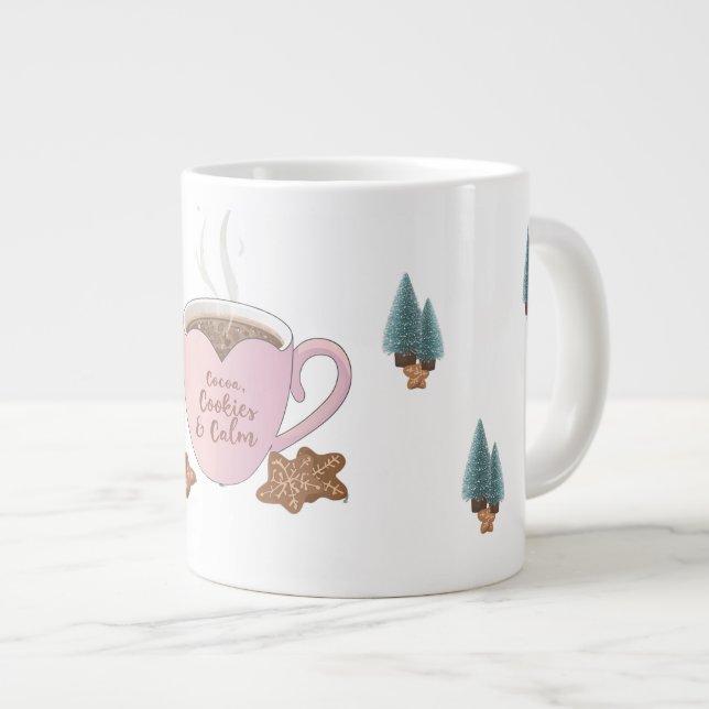 Cocoa, Cookies & Calm – Pastel Christmas CoT-Shirt Large Coffee Mug (Front Right)