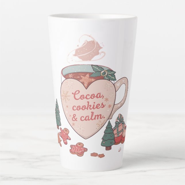 Cocoa, Cookies & Calm – Pastel Christmas CoT-Shirt Latte Mug (Front)