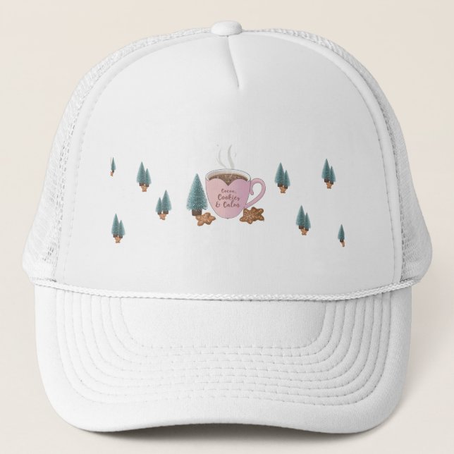Cocoa, Cookies & Calm – Pastel Christmas CoT-Shirt Trucker Hat (Front)