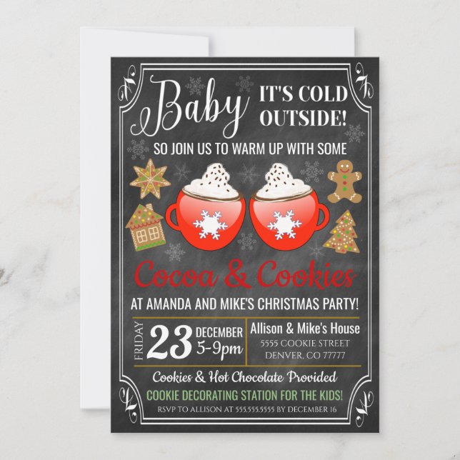 Cocoa & Cookies Christmas Party Invitation (Front)