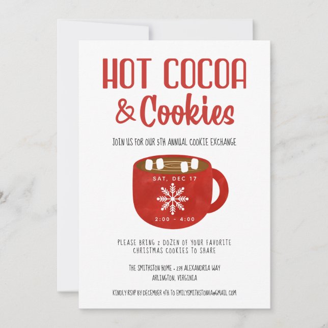 Cocoa Cookies Snowflakes Holiday Christmas Party Invitation (Front)