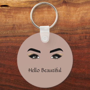 Cocoa Cream Brown Eyes Eye Lashes  Key Ring