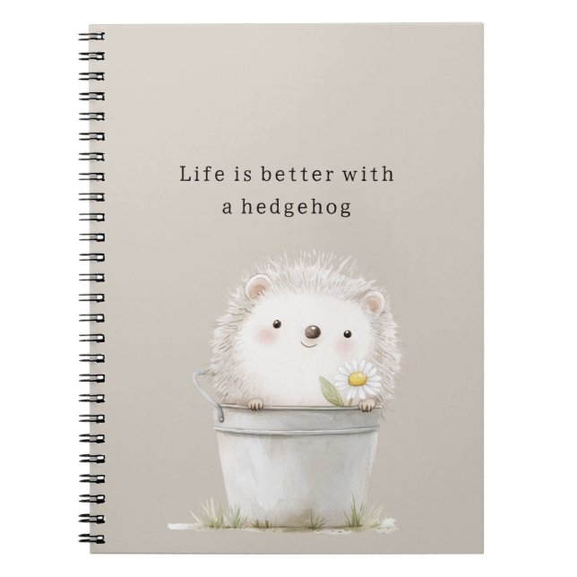 Cocoa Cream Hedgehog Daisy Flower Bucket   Notebook (Front)