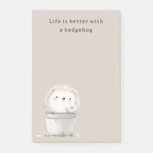 Cocoa Cream Hedgehog Daisy Flower Bucket   Post-it Notes