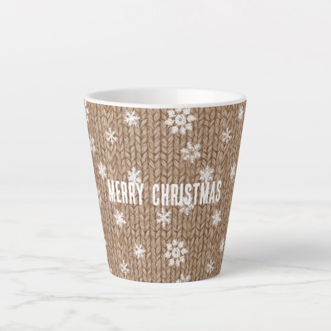 Cocoa Cream Snowflakes Christmas Latte Mug (Front)