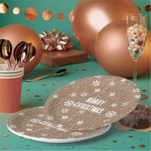 Cocoa Cream Snowflakes Christmas Paper Plate