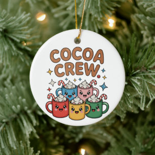 Cocoa Crew Hot Chocolate Kawaii Christmas Xmas Ceramic Ornament
