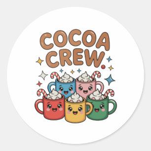 Cocoa Crew Hot Chocolate Kawaii Christmas Xmas Classic Round Sticker