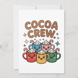 Cocoa Crew Hot Chocolate Kawaii Christmas Xmas Invitation