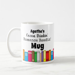Cocoa Drinking, Romance Reading Book Shelf Coffee Mug
