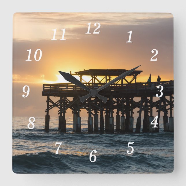 Cocoa First Sunrise Square Wall Clock (Front)