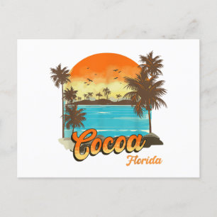 Cocoa Florida Beach Summer Vacation Palm Sunset Holiday Postcard