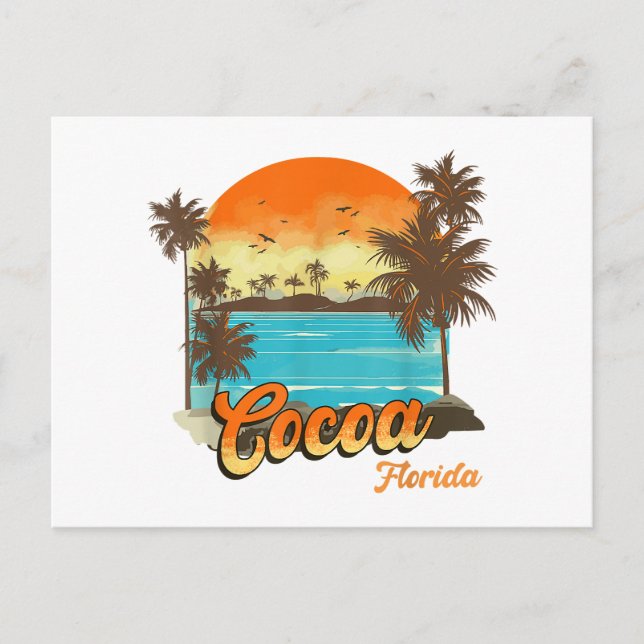 Cocoa Florida Beach Summer Vacation Palm Sunset  Holiday Postcard (Front)