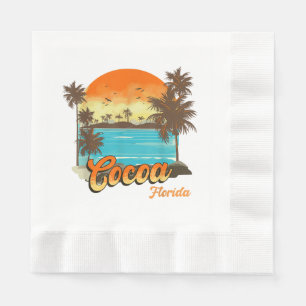 Cocoa Florida Beach Summer Vacation Palm Sunset  Napkin