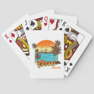 Cocoa Florida Beach Summer Vacation Palm Sunset  Playing Cards