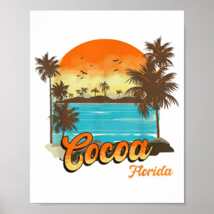 Cocoa Florida Beach Summer Vacation Palm Sunset  Poster