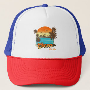 Cocoa Florida Beach Summer Vacation Palm Sunset  Trucker Hat
