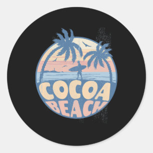 Cocoa Florida Beach Surf Summer Vacation Vintage Classic Round Sticker