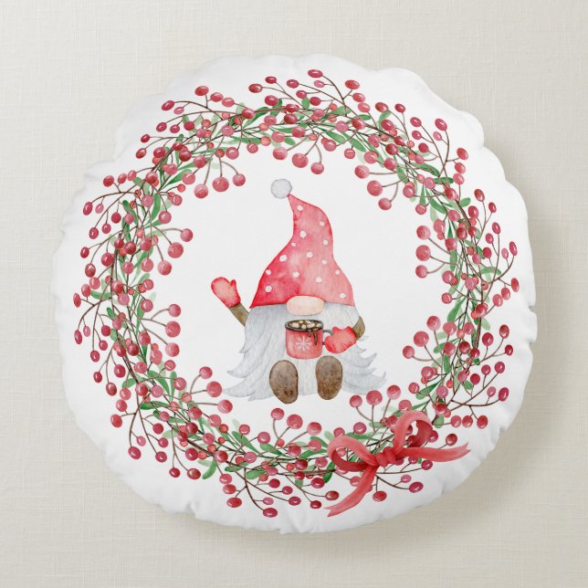 Cocoa Gnome Wreath - Double Sided Pillow (Front)