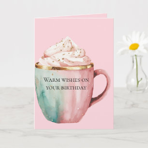 Cocoa Gold Blush Pink Mint Warm Wishes Birthday Card