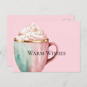Cocoa Gold Blush Pink Mint Warm Wishes Postcard