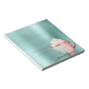 Cocoa Gold Pink Mint Wishes Confetti Sparkle Notepad