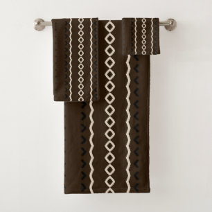 Cocoa Heritage African Brown & Ivory Tribal Bath Towel Set