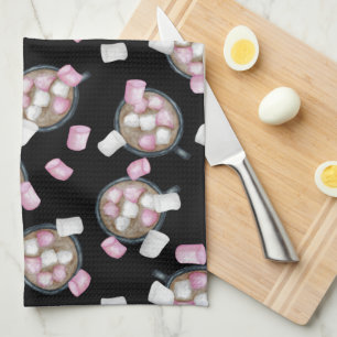 Cocoa marshmallow hot chocolate candy winter black tea towel