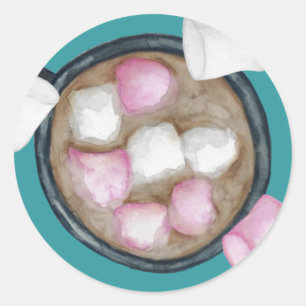 Cocoa marshmallows hot chocolate candy winter  classic round sticker