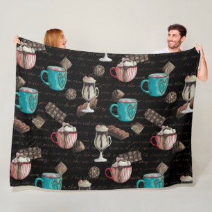 Cocoa marshmallows hot chocolate candy winter    fleece blanket