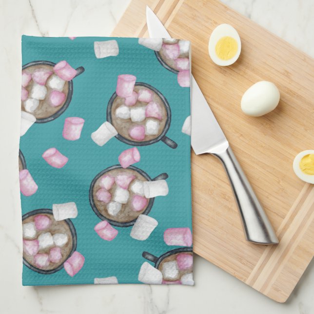 Cocoa marshmallows hot chocolate candy winter   tea towel (Quarter Fold)