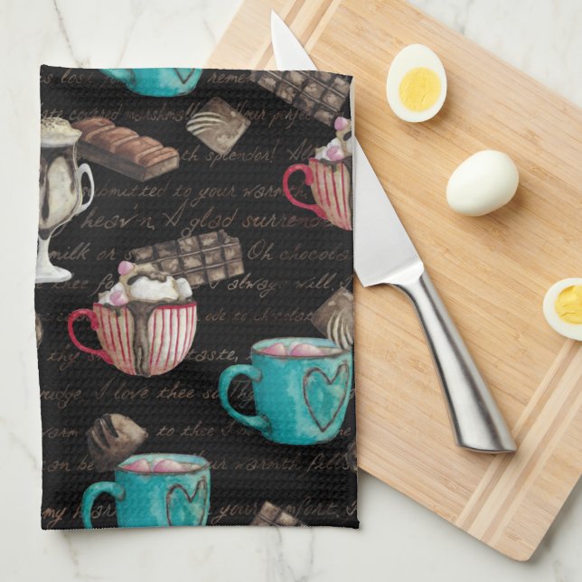 Cocoa marshmallows hot chocolate candy winter  tea towel (Quarter Fold)