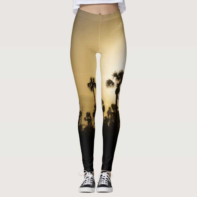 Cocoa Palm Silhouette Leggings (Front)