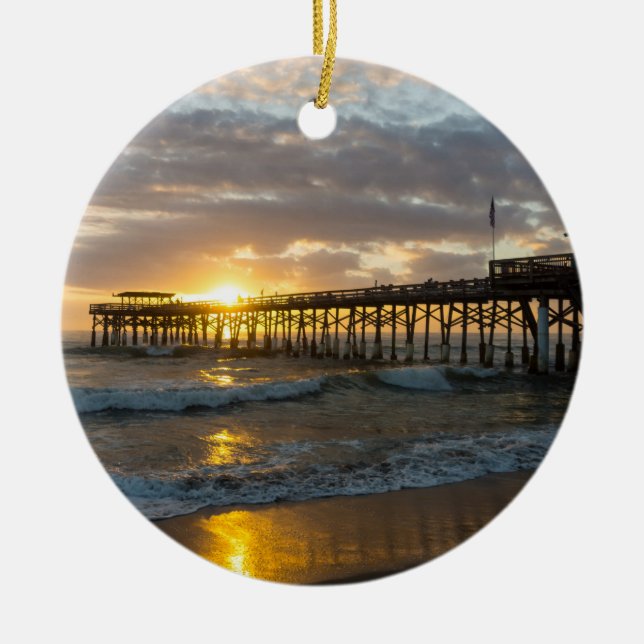 Cocoa Pier 1st Sunrise 2017 Ceramic Tree Decoration (Front)