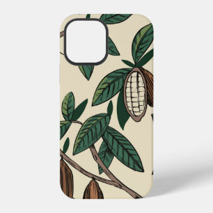Cocoa plant seamless pattern. Cacao bean. Vintage iPhone 12 Case
