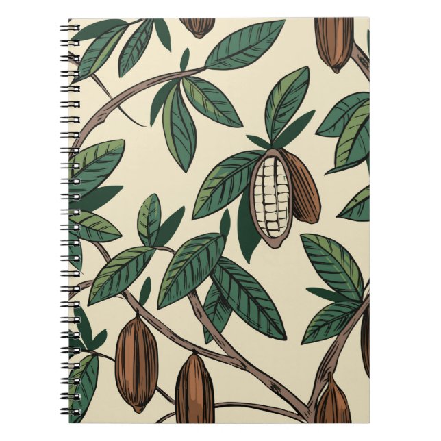 Cocoa plant seamless pattern. Cacao bean. Vintage  Notebook (Front)