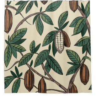 Cocoa plant seamless pattern. Cacao bean. Vintage  Shower Curtain