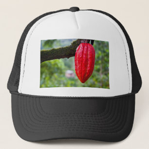 cocoa pod red trucker hat