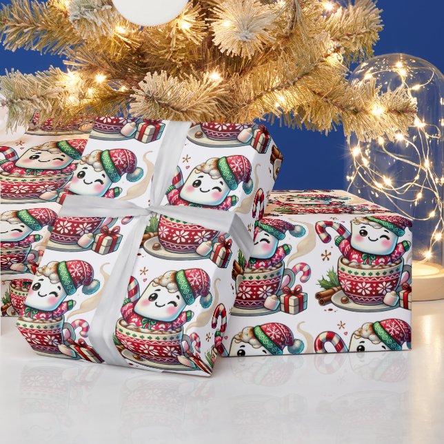 Cocoa Snuggle Marshmallow Wrapping Paper (Holidays)