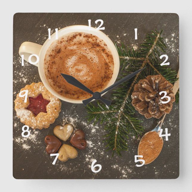 Cocoa Spice Square Wall Clock (Front)