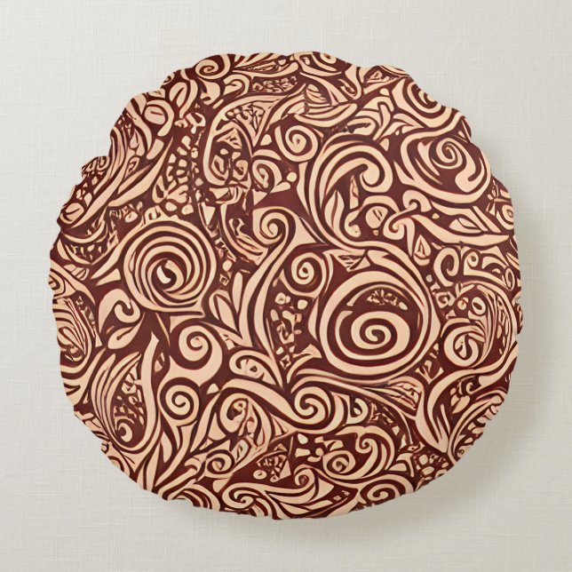 Cocoa Swirl Round Pillow (Front)