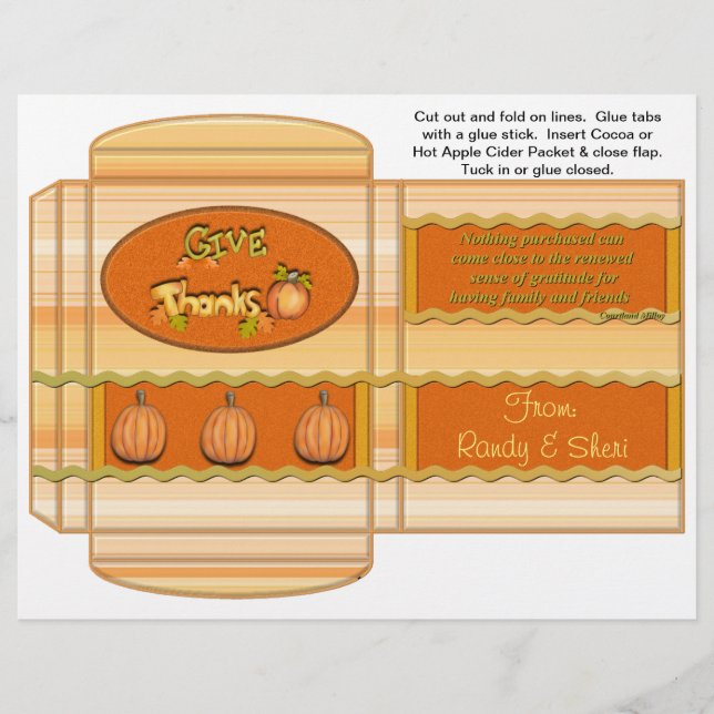 Cocoa, Tea, Cider Packet Thanksgiving Favours Flyer (Front)